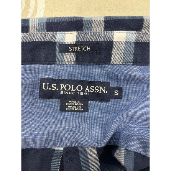 US Polo Assn Shirt Mens S Navy Plaid Collared Casual Long Sleeve Button Down - Picture 4 of 7
